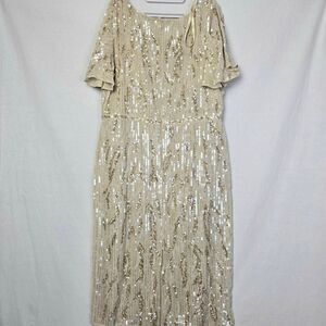 Mac Duggal Sequin Evening Gown Gold Size 20, NWT
